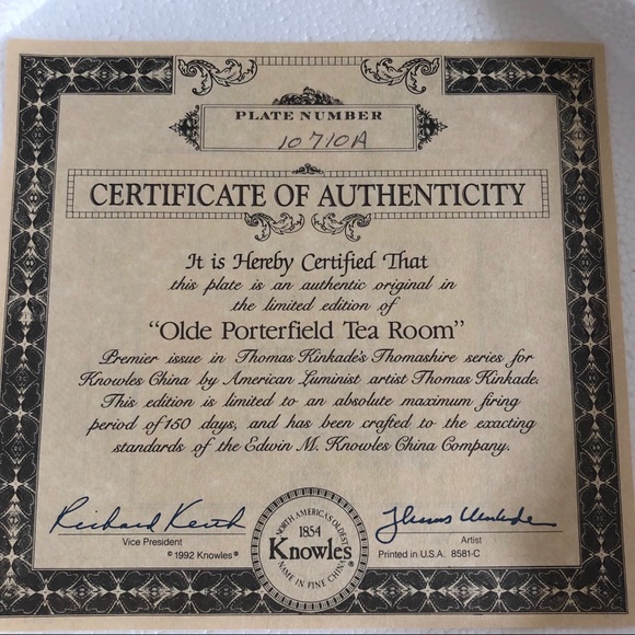 Thomas Kinkade’s Olde Porterfield Tea Room Plate - Picture 5 of 6